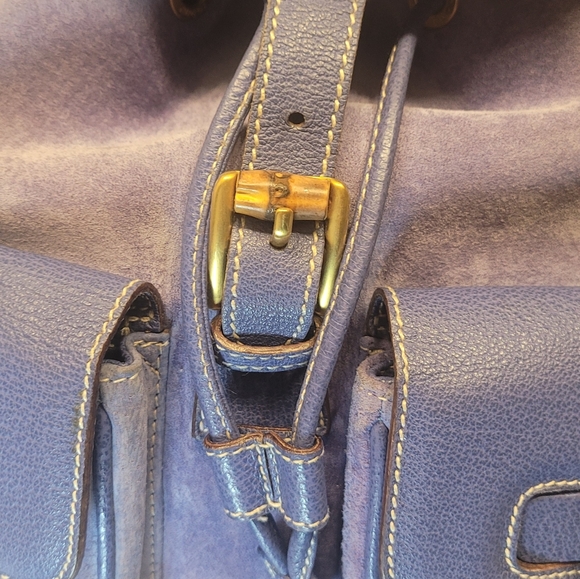 Gucci Bamboo Leather Suede Backpack - Periwinkle Color 💜💙 EUC - Picture 7 of 16
